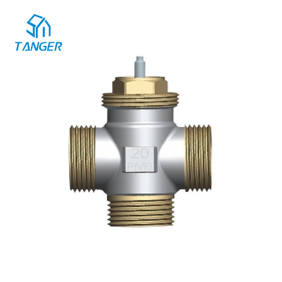 8mm 10mm Van tản nhiệt nhiệt bằng đồng thau được đánh bóng 3 chiều DN20 PN16 Mixing Kvs 2.1